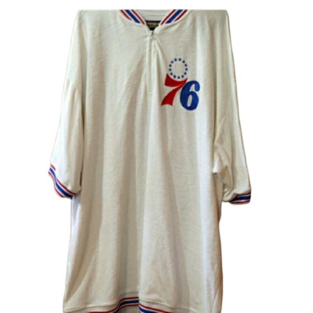 Hardwood Classics  NBA Philadelphia Velour 1/4 Zip 76ers Embroidered Jersey XXXL